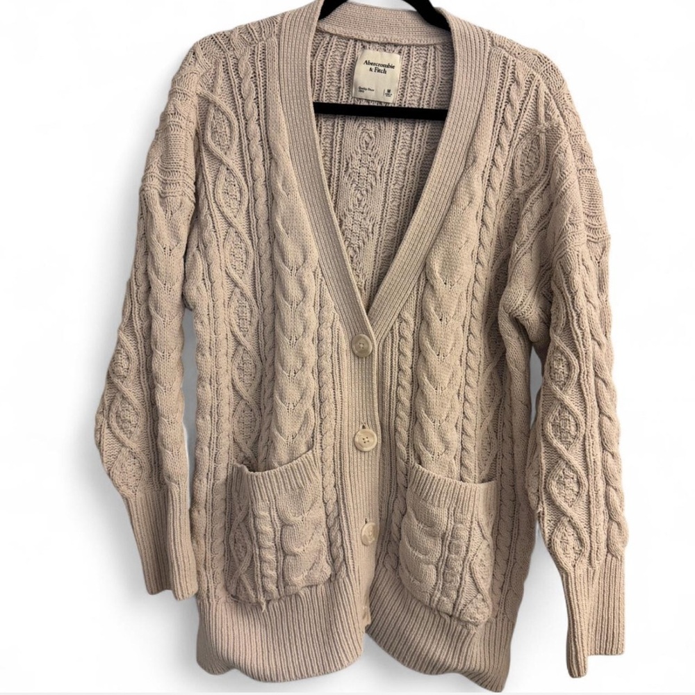 Abercrombie & Fitch Grey Cable Knit Cardigan